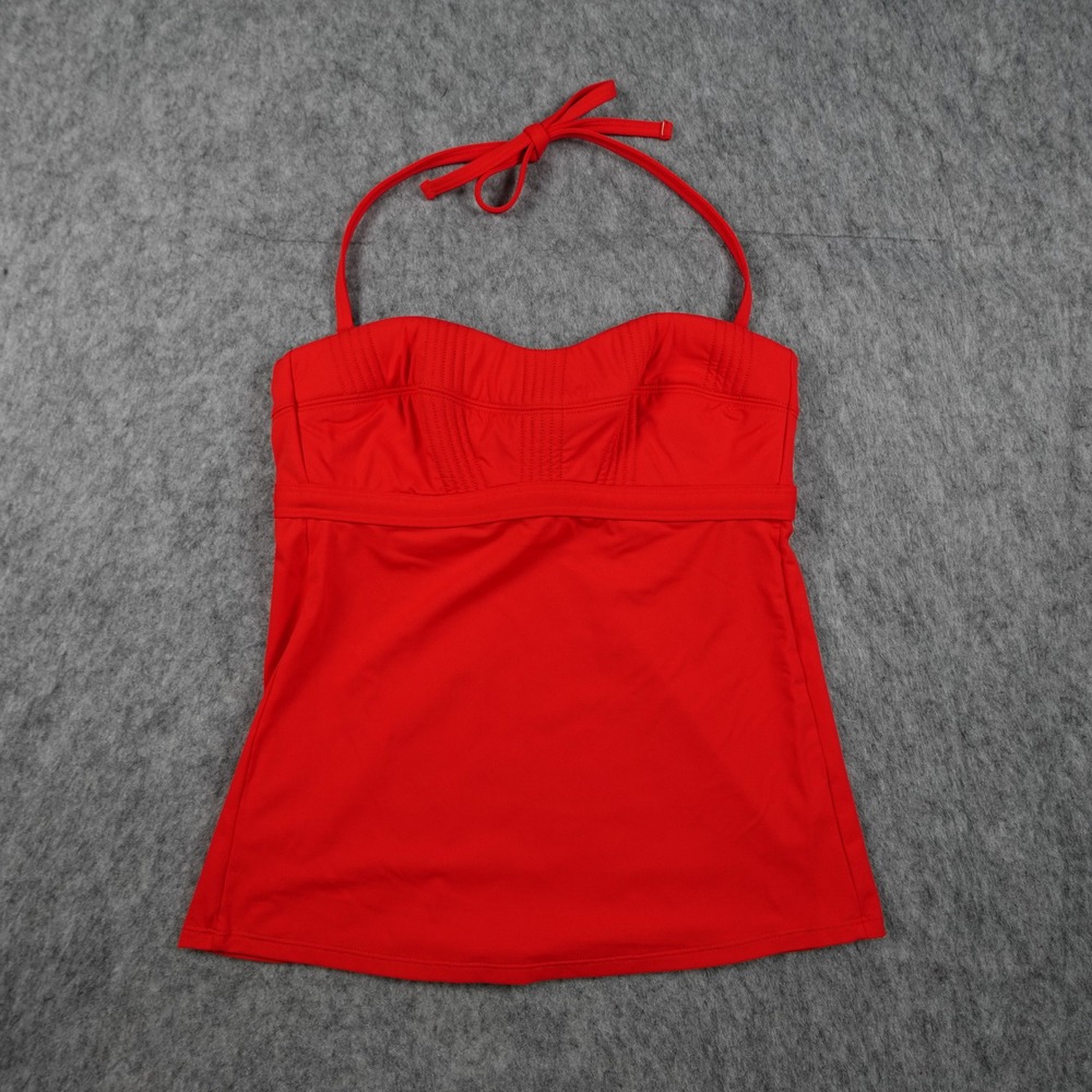Athleta Tankini Women Extra Small Red Halter Sweetheart Neckline Ruched Swim Top